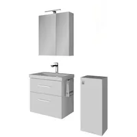 Planetmöbel Badmöbel-Set mit Spiegelschrank 63cm und Midischrank weiß