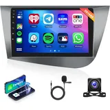 2G+64G Wireless Carplay Android 13 Autoradio 2 Din für Seat Leon 2 mk2 2005-2012 9 Zoll Autoradio mit Android Auto Navi GPS WiFi Mirror Link Bluetooth FM/RDS Radio DAB/OBD/DVR/EQ/SWC Rückfahrkamera