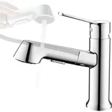 BAITUJIE Waschtischarmatur ausziehbar mit Brause, Moderne Wasserhahn Bad Armatur mit 2 Strahlarten, Badarmatur Waschbecken Einhebelmischer für Badezimmer, Chrom