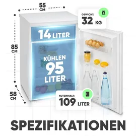 Bomann KS 7251 Kühlschrank (109 l, 850 mm hoch, Weiß)