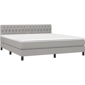 vidaXL Boxspringbett mit Matratze & LED Hellgrau 180x200 cm Stoff