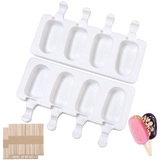 Sinnsally Eisformen Silikon Formen,Stieleisformen,BPA Frei Kuchen Eis am Stiel Backform, Mit 50 Eisstiele Aus Holz