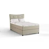 panda möbel Boxbett, Ecru, Holz, Mode, 120x200 cm, Oeko-Tex® Standard 100, Schlafzimmer, Betten, Boxspringbetten