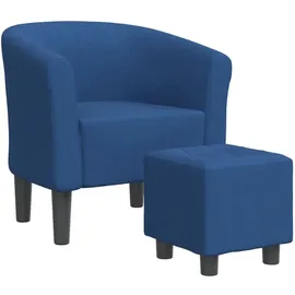 vidaXL Clubsessel mit Fußhocker Polyester 63,5 x 54,8 x 56 cm Blau