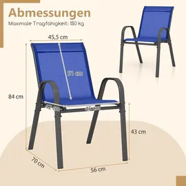Costway Gartenstuhl 56 x 70 x 84 cm blau/schwarz 4 St.