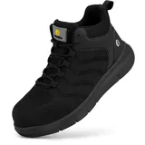 FitVille Sicherheitsschuhe Herren Extra Weite Stahlkappenschuhe Leicht Atmungsaktive Arbeitsschuhe Safety Shoes Anti-Piercing rutschfeste Schutzschuhe Sneaker, Schwarz, 44 EU X-Weit - 44 EU X-Weit