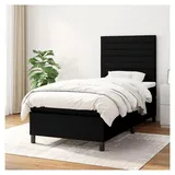 Lattenrost mit Matratze, schwarz, 90 x 190 cm, Stoff, Plattformbett mit Lattenhalter, einfache Montage für Schlafzimmer, Erwachsene