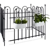 Relaxdays 8x Gartenzaun Metall Goth, schwarz