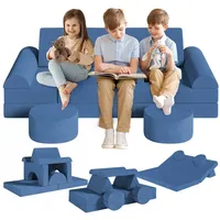 TLGREEN Kindersofa Spielsofa,14-Teilige Modulare Kinderspielcouch, Spielsofa für Kinder & Kindersessel blau