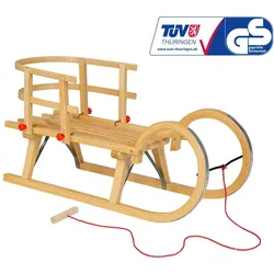 Holzschlitten AD323 95cm Schlitten, AD302 Holzschlittenlehne und AD300Schnur braun NO SIZE