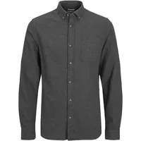 JACK & JONES Classic Melange Langarmhemd - Dark Grey Melange - M