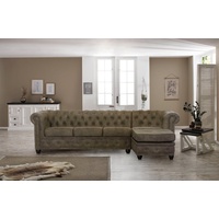 Home affaire Chesterfield-Sofa Rysum L-Form, Chesterfield-Optik mit Ottomanen-Abschluß grau