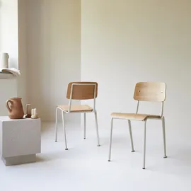 Tikamoon Esszimmerstuhl Mio Metall/Eschenholz weiß/beige