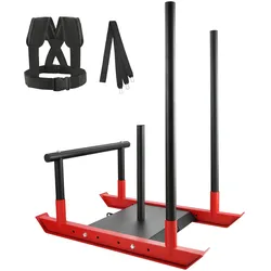 VEVOR Gewichtstrainingsschlitten, Pull-Push-Power-Schlitten mit Griff, Fitness-Kraft-Widerstandstraining, Trainingsgerät aus Stahl Passend für 1-Zoll- und 2-Zoll-Gewichtsplatten