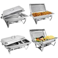 Jacgood Chafing Dish Profi Set Toulouse, Edelstahl Warmhaltebehälter, Speisewärmer, Rechaud, Chafing Dishes für Catering, Buffet und Party (2 Packung 1/1 GN+ 2 Packung 1/2 GN)