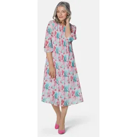 GOLDNER Aufregend plissiertes Kleid Partykleid Geblümt Blau 44