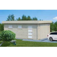 Palmako Einzelgarage Rasmus 4,20 x 5,98 m grau lackiert mit Holztor