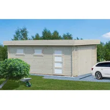 Palmako Einzelgarage Rasmus 4,20 x 5,98 m grau lackiert mit Holztor