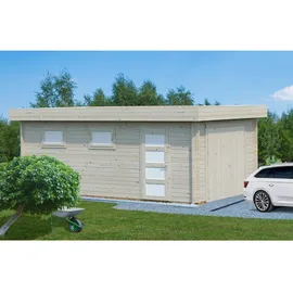 Palmako Einzelgarage Rasmus 4,20 x 5,98 m grau lackiert mit Holztor