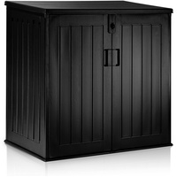 Plonos Gartenbox Solid Black verstärkte Kunststoffkonstruktion Außen für Garten für Balkon Terrasse Kapazität 775 l Größe 116 x 112,5 x 71 cm