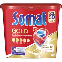 Somat Gold Spülmaschinen Tabs, 50 Tabs, Geschirrspül Tabs mit Extra-Kraft gegen Eingebranntes und Glanz-Effekt