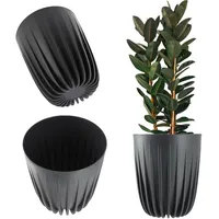 Kadax Blumentopf aus Kunststoff mit Naturmaterialien, 25 cm, Anthrazit
