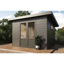 Wolff Finnhaus WPC Gartenhaus Terra 3030 Anthrazit/Hellgrau