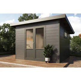 Wolff Finnhaus WPC Gartenhaus Terra 3030 Anthrazit/Hellgrau