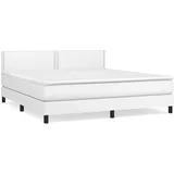 vidaXL Boxspringbett mit Matratze Weiß 180x200 cm Kunstleder