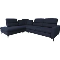 Ecksofa ALINA "Louis", blau (dunkelblau tcm 96), B:286cm H:127cm T:228cm, Struktur fein TCM (100% Polyester), Sofas, Breite 286 cm, Rückenlehnenverstellung, wahlweise mit Bettfunktion