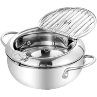 Fritteusentopf – Küchentopf Zum Frittieren | Tiefer Topf Aus Edelstahl Zum Kochen Und Braten, Öltopf Zum Braten, Brattopf Aus Gusseisen, Brattopf Mit Abnehmbarem Deckel Für Den Heimgebrauch In Der Küc