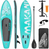 ECD Germany Aufblasbares Stand Up Paddle Board Makani | 320 x 80 x 15 cm | Türkis | PVC | bis 150 kg | Pumpe Tragetasche Zubehör | SUP Board Paddling Board Paddelboard Surfboard | verschiedene Modelle