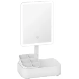 Homcom Led-Schminkspiegel, Weiß Kunststoff, 13.8x38x22 cm, Spiegel, Schminkspiegel