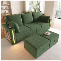 STILVORA Loungesofa Modulares U/L-Form Sofa mit Stauraum Relaxsofa mit LED-Stimmungslicht grün