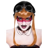Paper Magic Kostüm Steampunk Vampir Brille schwarz, Stylische Brillenattrappe für Steampunk und Gothic schwarz