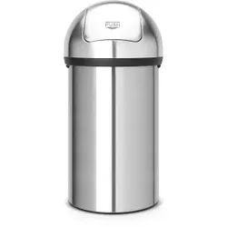 Brabantia Abfallbehälter Push Bin, 60 Liter, Idealer Abfalleimer für große Mengen Abfall, Farbe: Matt Steel