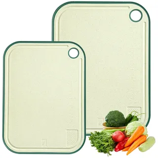 2er Set Schneidebrett Weizenstroh | Küchenbrett Spülmaschinenfest | Schneidebretter mit 2 Größen (38x28cm + 32x23,5cm) | Nachhaltige Schneidunterlage