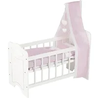 GoKi 51762 - Puppenbett mit Himmel und Bettzeug, Holz/Textil