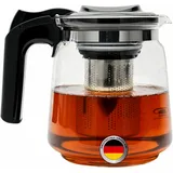 spar-home® Premium Teekanne Glas - Hitzebeständig Glaskanne mit Deckel Teekanne mit Siebeinsatz Kaffeekanne mit Edelstahl Filter Sieb Tea Maker Teekanne mit Sieb Tee Kanne Aus Glas (1500ml)