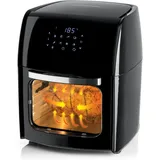 GOURMETmaxx Digitale Heißluftfritteuse 12L XXL-Ofen | Airfryer mit Timerfunktion, Touchdisplay, Drehspieß & Backgitter | fettarm, energiesparend frittieren | 8 Programme, 1800 W