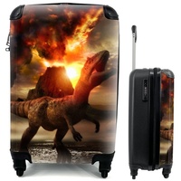 MuchoWow Handgepäckkoffer Dinosaurier - Vulkan - Feuer, 4 Rollen, Reisetasche mit rollen, Handgepäck für Ferien, Trolley, Reisekoffer bunt