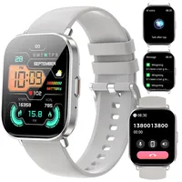 Fitoncloud Smartwatch Damen Herren mit Telefonfunktion, 2,01'' Touchscreen Smart Watch Damen mit SpO2, Herzfrequenz, Schlafmonitor, Schrittzähler, IP67 wasserdichte Fitnessuhr für iOS Android, Grau
