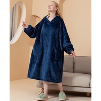 AShanlan Oversized Hoodie Decke mit Kapuze Tragbare Decke zum Anziehen Geschenke für Frauen Herren, Super Warm Fleece Kuschelpullover Blanket Kuscheldecke mit ärmeln - Blau