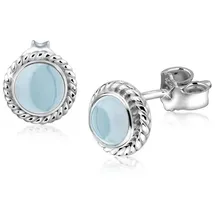 Nenalina Paar Ohrstecker Aquamarin Geburtsstein März Trend Edel 925 Silber blau
