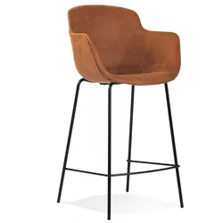 Hochstuhl und Küchenhocker aus Metall und Textilien | Mittelhoher Snackhocker mit Armlehnen | Modern Elegant | 65 cm Sitzhöhe | Kadima Design