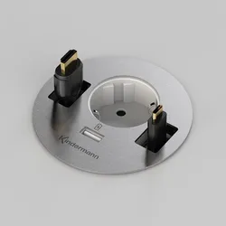 Kindermann CablePort table3 - 1x Strom - 1x USB-A - 2 freie Kabeldurchlässe - Ti...