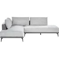 Ecksofa Stoff grau rechtsseitig modular MYKEN