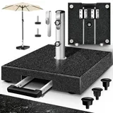 tillvex® Granit Sonnenschirmständer mit Rollen & Transportgriff Anthrazit - 27 kg Eckig mit Trolley-Griff | Schirmständer Sonnenschirm mit Edels... - Grau