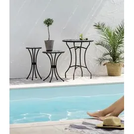 Dehner Gartentisch Ø 60 x 72 cm Braun/Grau/Weiß
