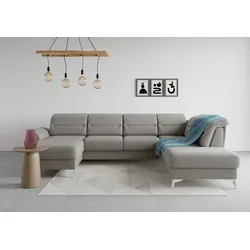 Wohnlandschaft SIT & MORE "Sinatra U-Form", grau, B:326cm H:85cm T:220cm, 100% Polyester, Sofas, optional mit Kopfteilverstellung und Armteilfunktion etc.